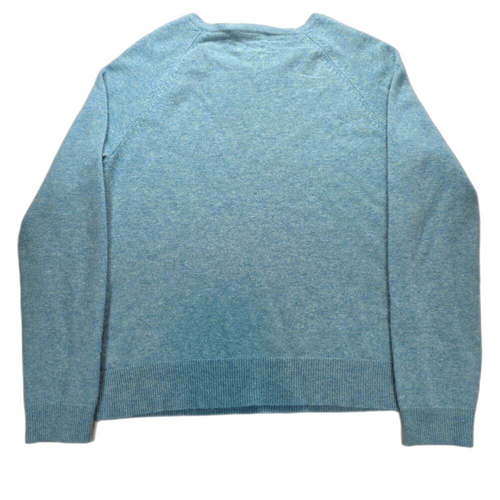 Lauren Ralph Lauren 100% Cashmere Sweater Blue Button Shoulder Women's Large - Picture 2 of 9